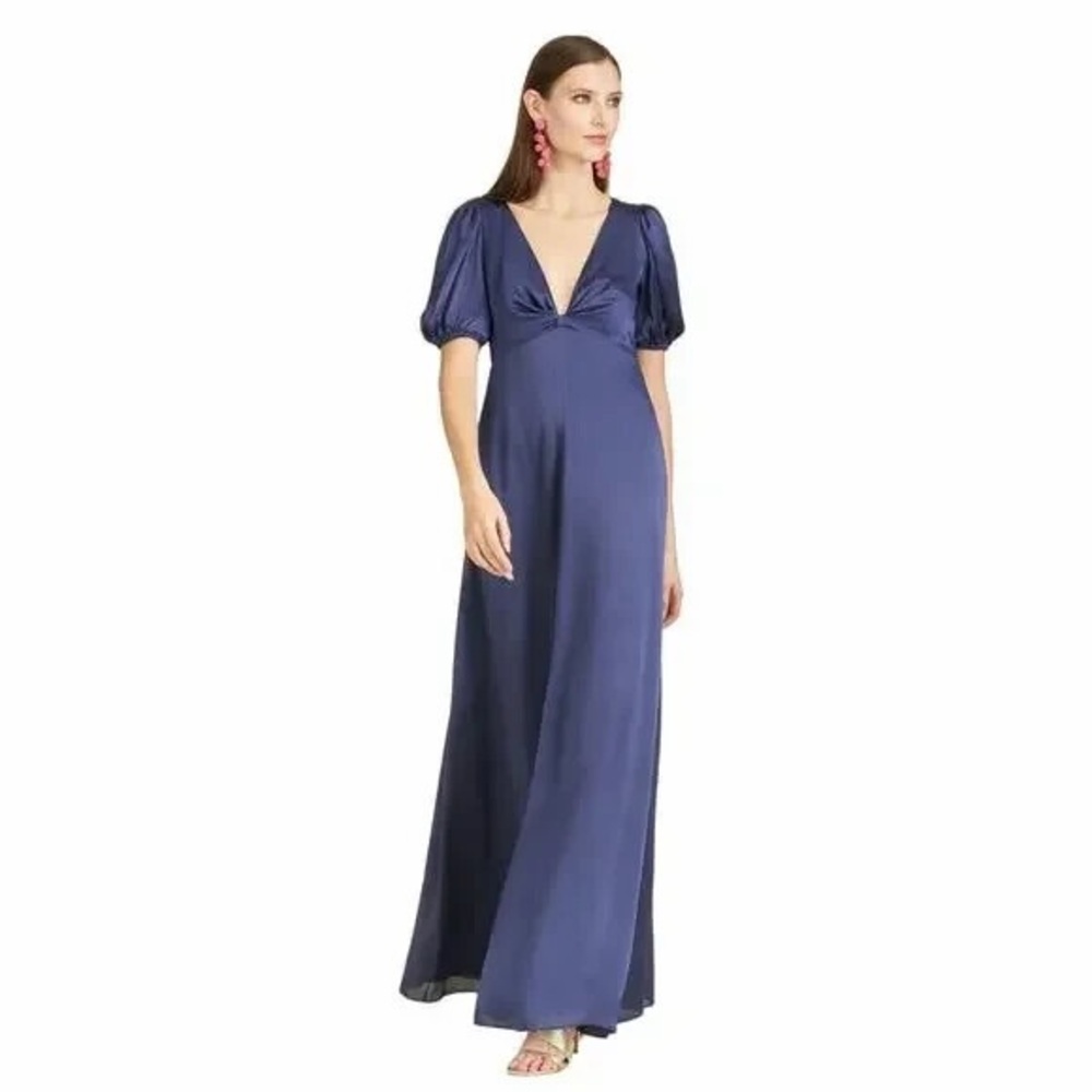 Sachin + Babi Navy Maxi Dress with Puff Sleeves